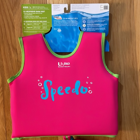 🎉HP🎉NIP Speedo KIDS Size L (45-60lbs) UV Neoprene Swim Vest - Picture 6 of 6